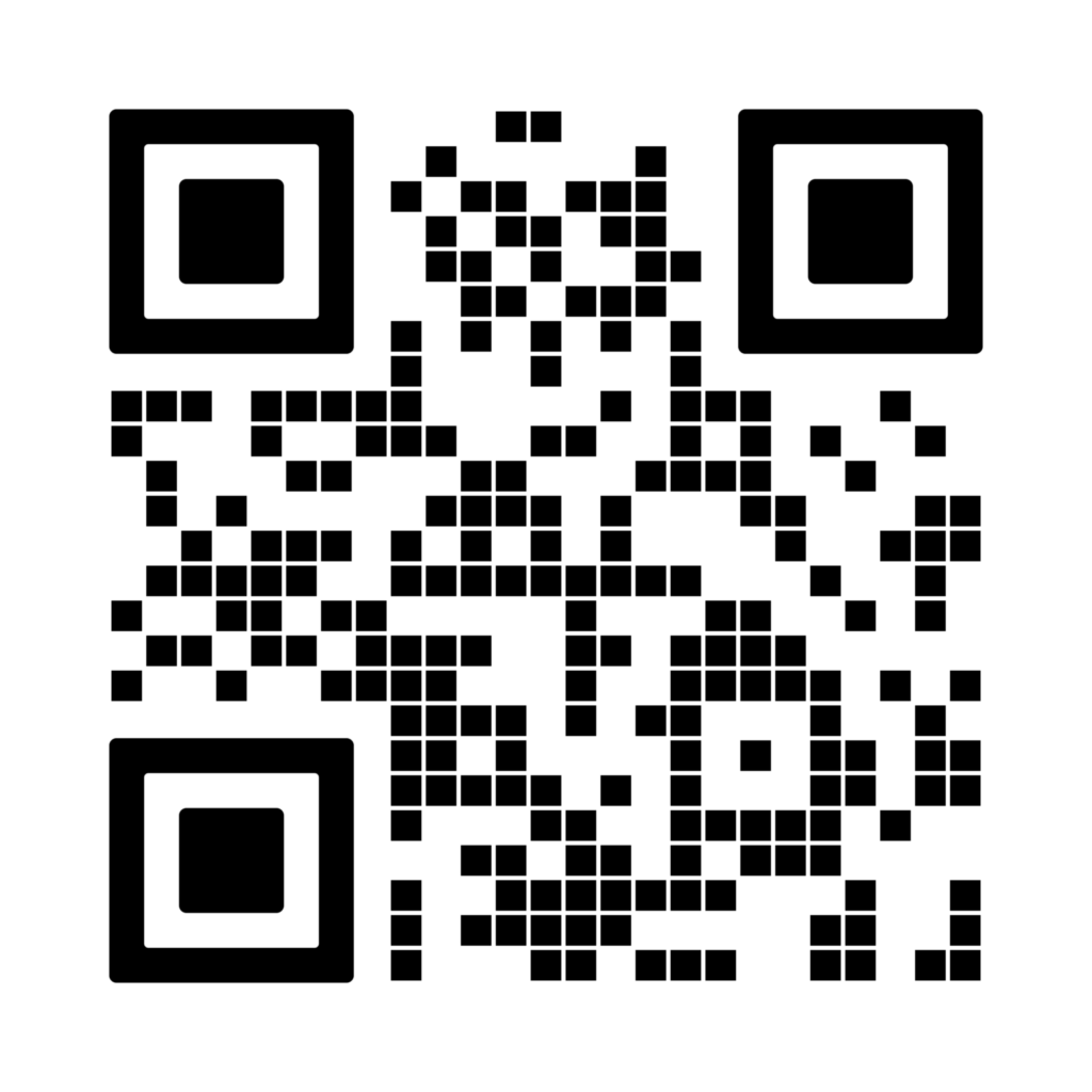 Schwarz-weißer QR-Code auf weißem Hintergrund.